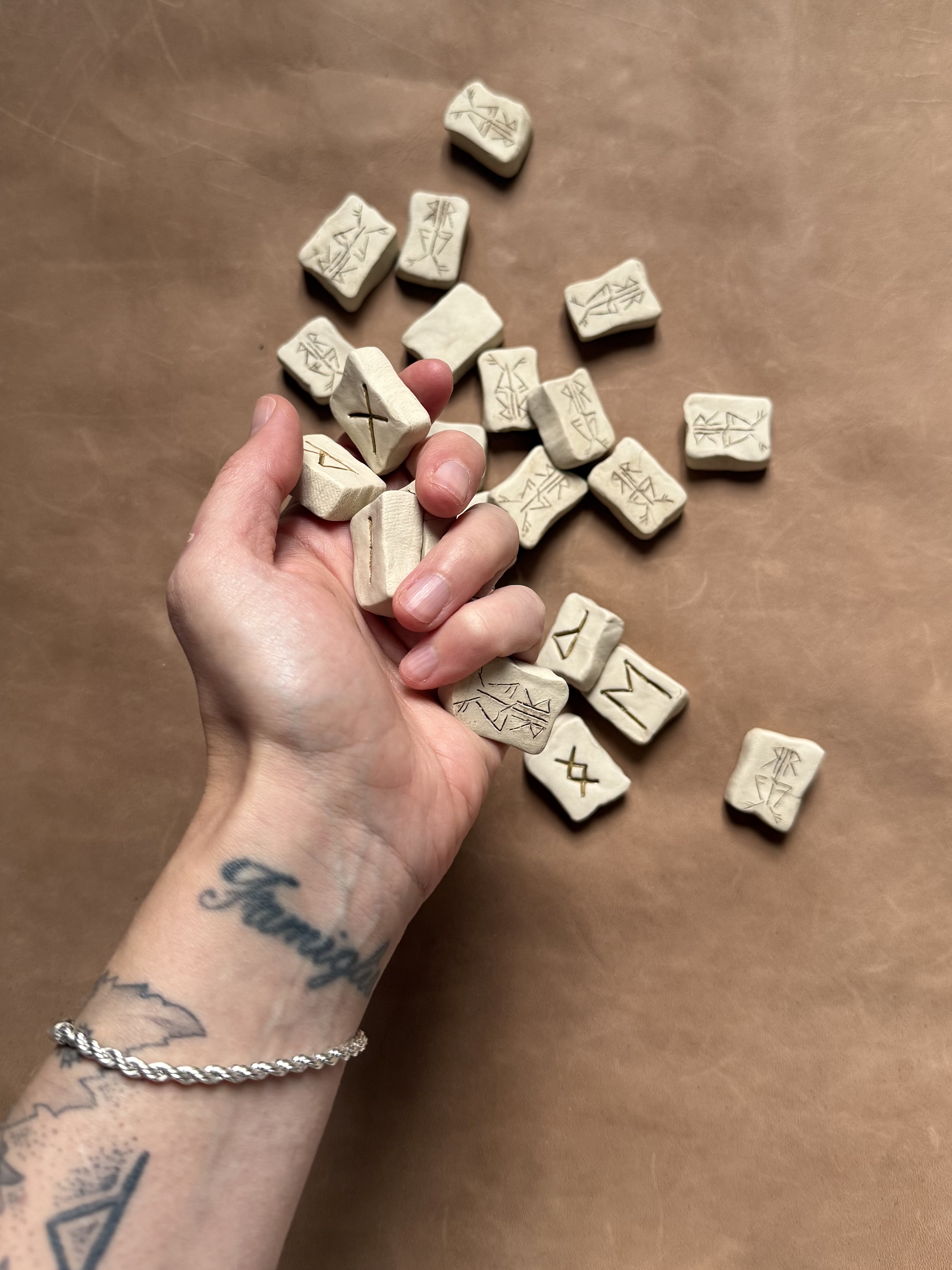 Sophie's handmade rune tiles
